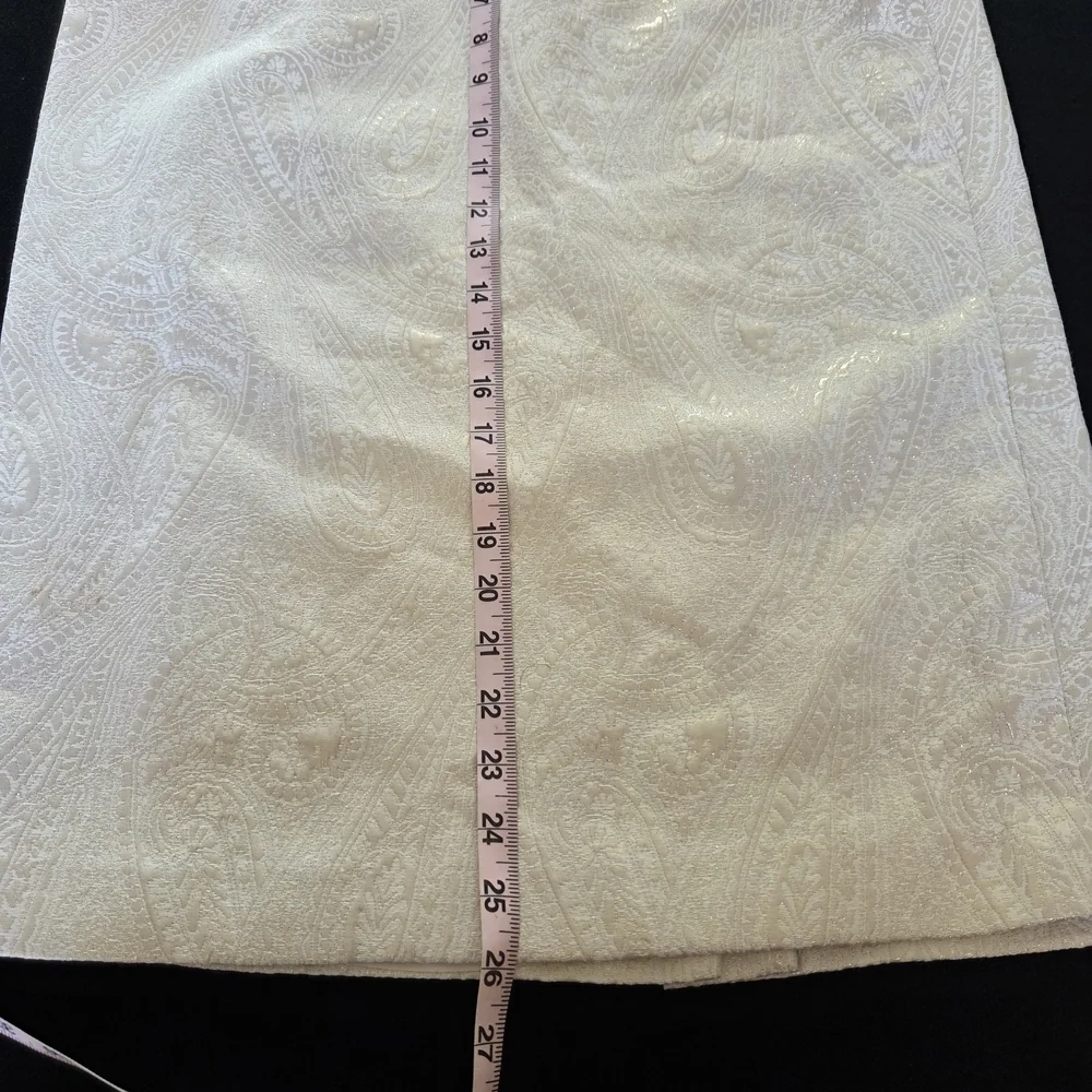 Le Suit Ivory Neutral Paisley Pencil Skirt Size 12